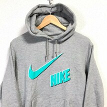 F8863dL NIKE ナイキ サイズXL スウェットパーカー プルオーバーパーカー ロゴ フードパーカー コットン グレー USED 古着 メンズ _画像4