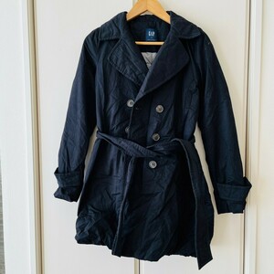 F8972cE GAP Gap trench coat down coat size XS black lady's middle height waist belt attaching cotton black autumn winter coat 