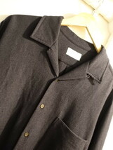 ヘリル HERILL ウール シャツ ネイビー シルク混 サイズ2 22-050-HL-8040-3 定価62700円 Silkwooldoublecloth Opencolorshirt _画像2