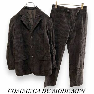 21 COMME CA DU MODE MEN 2 古着　日本製　ウール　スーツ　セットアップ　ストライプ ファイブフォックス　グレー　1スタ　メンズ