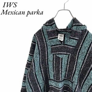 IWS L アメリカ古着　メキシコ製　メキシカンパーカー　水色　メンズ