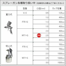 重力式 エアースプレーガン [W77G 口径2.5mm] カップ容量400cc/19и_画像9