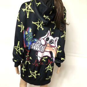 a6672☆NieR Clothingニーアクロージング☆総柄ロングパーカー♪ユニセックス 地雷系 個性派 パンク好きにも！canmil