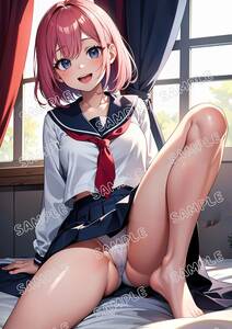 [高品質☆A4サイズポスター] アートポスター セクシー 美女 美少女 制服 下着 イラスト かわいい 女の子 同人 オリジナル モデル 2d-100