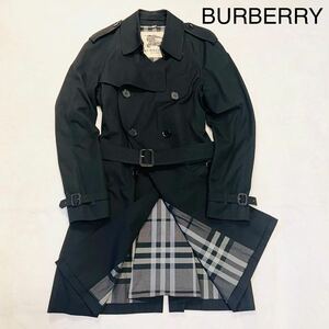 【美品】BURBERRY バーバリー トレンチコート ブラック 黒 現行タグ ベルト付き イングランド製 ノバチェック 