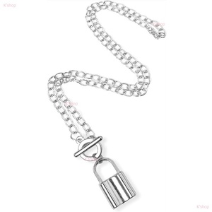 南京錠 ネックレス シルバー パドロックネックレス シンプル「韓国で人気でパドロック型コンパクト」鍵 鎖 チョーカー レディース メンズ