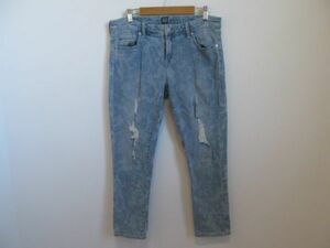 (55303)GAP　ギャップ　デニム　パンツ　ジーンズ　ガールフレンド　レディース　ダメージ加工　ブルー　花柄　27　USED