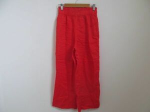 (55430)H＆M　エイチアンドエム　レディース　リネン　ワイド　パンツ　レッド　EUR/XS　USED