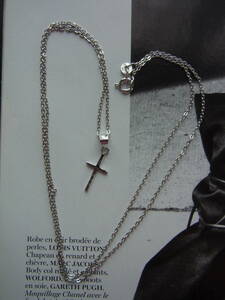 Art hand Auction ◆look&walk◆Серебро 925☆Ожерелье с крестом ручной работы, длинное простое серебро, Женские аксессуары, ожерелье, кулон, Серебро