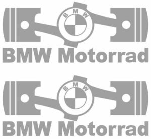 即納 BMW モトラッド ピストン MOTORRAD シルバー 150mm x 60mm 2枚セット ステッカー《送料無料》