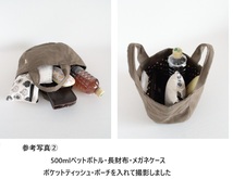 *ハンドメイド*　黒色無地生地×生成り色のローズライン柄プリント生地　　ミニトートバッグ♪_画像10