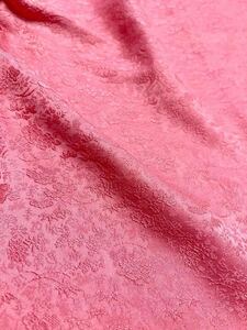 ◆袴用ピンク色無地♪正絹七歳女児祝い着◆ 上質紋綸子 卒園式 裄44(9) 訳あり　丈短め、袖丈長め