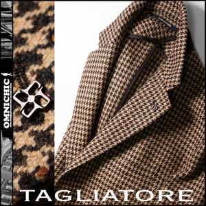 秋冬ハウンドトゥース■新品12万【TAGLIATORE】EXCLUSIVE GARMENT/22-23AW/タリアトーレ千鳥格子ウールテーラードジャケット48R/1SNY13B