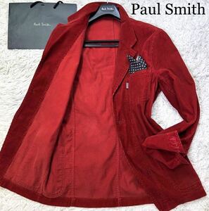 極美品◆幻のL!!極稀少ボルドー★ポールスミス【真紅の存在感】Paul Smith コーデュロイ デニムテーラードジャケット ストレッチGジャン 赤