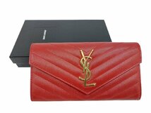 未使用品！SAINT LAURENT PARIS【サンローラン パリ】372264 モノグラム キャビアスキン 二つ折り長財布 （4354）_画像1