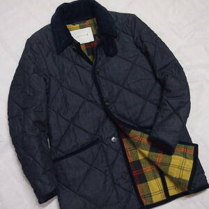 MACKINTOSH Macintosh Denim cotton inside quilting jacket 34(S) navy blue coat check flannel white tag autumn winter men's 