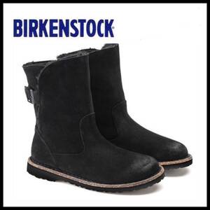 【送料無料】新品 ビルケンシュトック Uppsala Suede Shearling 37 24.0㎝ レディース ブーツ 細幅 ナローフィット ブラックスウェード 黒