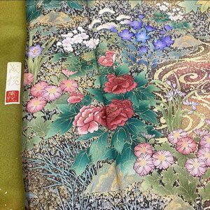 着物月花 作家物 刺繍 金彩 金通し 艶やかな花 訪問着 未使用品 正絹 金糸 共八掛 tki020