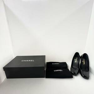 13780/ CHANEL シャネル エナメルパンプス ブラック 黒 36 靴 ファッション 箱付