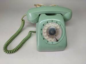  green telephone dial type analogue telephone machine modular jack 