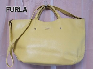 【FURLA】フルラ ハンドバッグ ショルダーバッグ 2way イエロー 美品 大きめ