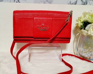 [kate spade] Kate Spade shoulder bag diagonal .. red leather ribbon Cross body ultimate beautiful goods 