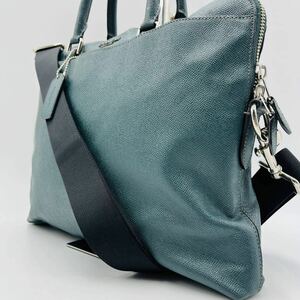 1円【入手困難】COACH コーチ トートバッグ ショルダー 2WAY ビジネス ブリーフケース レザー メンズ A4 書類鞄 グリーン 緑 ドッグタグ