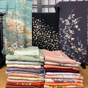 一右衛門 No.2171 着物　訪問着　付下げ　22枚まとめ売り 京友禅　スワトウ刺繍　螺鈿　正絹着物