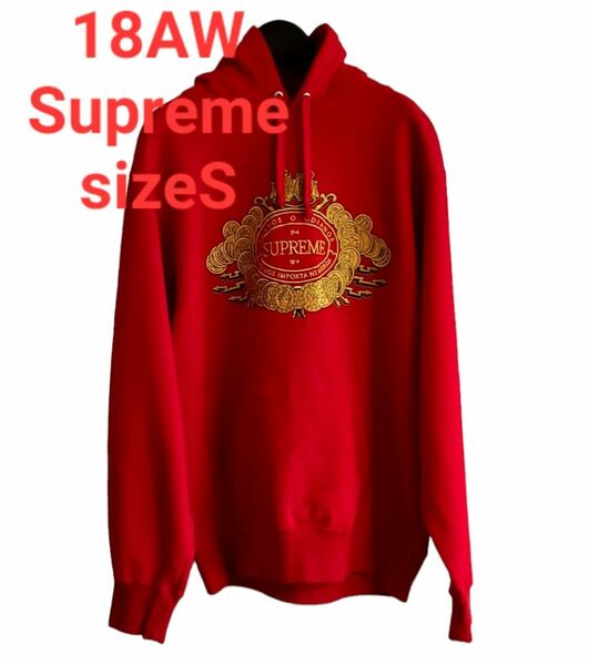 シュプリーム SUPREME　18AW Amanos Odianos Hoodie ロゴ刺繍パーカーColorレッドsizeS