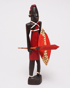 アフリカ　ケニア　マサイ戦士　木彫り　置き物　Sサイズ　オブジェ　彫刻　