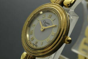 VMPD5-1010-17 Christian Dior クリスチャンディオール 腕時計 3051 ラウンド ローマン クォーツ 約29g レディース ゴールド ジャンク