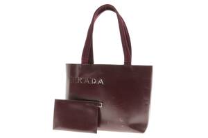 NPSJ5-11-9 ☆ PRADA プラダ トートバッグ B10187 VITELLO SHOPPIN ロゴ型抜き レディース アマラント ポーチ 付属品付き ジャンク