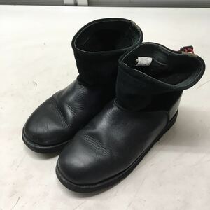 送料込み★UGG アグ★スエード×レザー　ムートンブーツ　メンズブーツ★ブラック　黒★デザイン切替ムートン★26㎝#51110s223