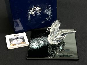 ▲美品【LOTUS CRYSTAL ARTICLE】クリスタルガラス・鳥・白鳥・インテリア・水晶・台座付き・置物