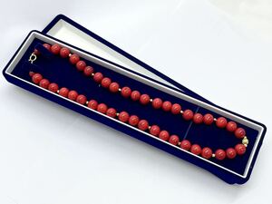 ▲【K18YG　珊瑚】ネックレス・約6.0～9.0ｍｍ・46.4ｇ・44ｃｍ・K18