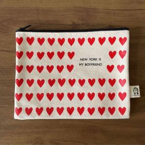Made in NYC ポップアート シルクスクリーン ポーチ ハート キャンバス生地 ハンドメイド 作家作品 海外 インポート