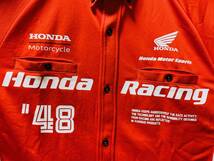 HONDA Racing “48 ホンダ レーシング シャツ LLサイズ レッド×ブラック ボタンダウン ポロシャツ_画像2