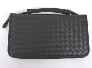 ☆☆BOTTEGA VENETA ボッテガ ヴェネタ　イントレチャート　トラベルケース　169730 V4651　ブラック系 ラウンドファスナー 長財布☆美品☆