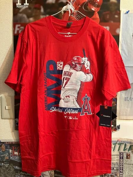 大谷翔平選手2021MVP記念TシャツLサイズ　写真おまけ付き大谷翔平選手