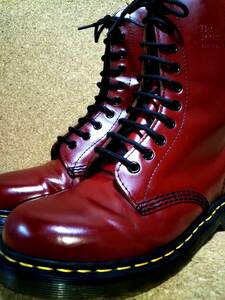 【Dr.MARTENS】ドクターマーチン 1490 10ホールブーツ UK7 (26cm ) 10EYE BOOT スムースレザー チェリーレッド 刻印あり【良品】