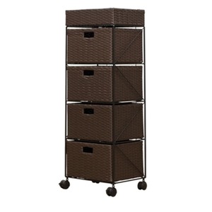  rattan style chest 4 step TME-09-BR Brown 