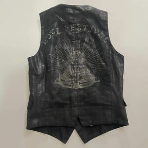 00s Kyoji Maruyama japan label brand lether vest print coating rare sick vintage 