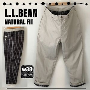 L.L.Bean エルエルビーン★チェック柄裏地付チノパン★防寒アウトドアパンツ★ナチュラルフィット★w38(101cm)