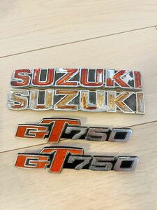 スズキ GT750 純正エンブレムセット タンク サイドカバー 当時物