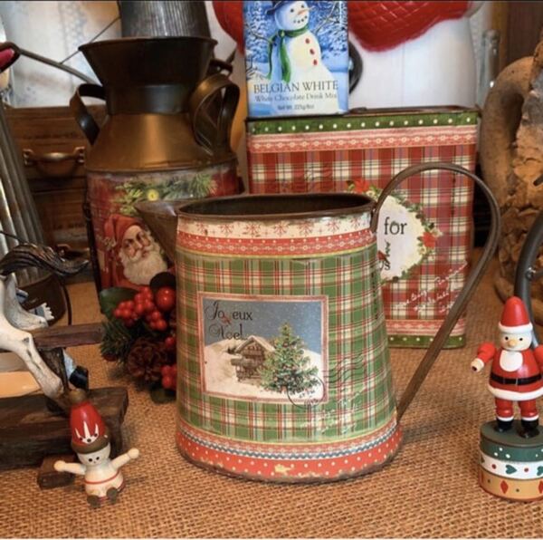 アンティーク雑貨ガーデン オーナメントクリスマス柄のポット#クリスマス#店舗什器#junk garden#アンティークstyle#アンティーク雑貨