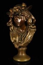 大型作品 西洋美術【オーギュスト・ロダン/A・Rodin】ブロンズ銅『花飾りの帽子』置物 高さ54.5cm/重量約24kg 本物保証[5683tp]_画像2