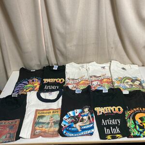 TATOO タトゥー Tシャツ トラディショナルタトゥー プリント 古着 半袖 バンド アメカジ 10枚まとめ ヴィンテージ