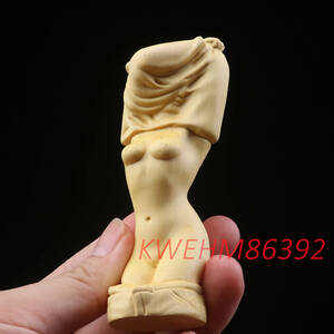 高品質 彫刻 裸婦 裸婦像 美女 女神 置物 木製 木彫り細密彫刻 美術工芸品 緑起物