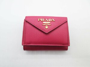 ■【美品】PRADA プラダ サフィアーノ 三つ折り財布 1MH021 ピンク■/A