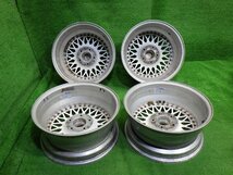 中古 16インチ 16×7J 5穴 RAYS VOLK Racing グループA 社外 アルミホイール 4本セット メッシュ オフセット+25 深リム 当時物 旧車系_画像2